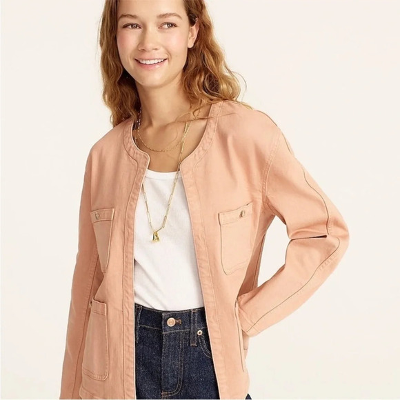 J.Crew Clay Simone Relaxed Garment Dyed Open Front Utility Jacket Women's Small - Picture 6 of 12